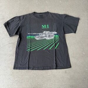 Vintage Oneita Unisex T-Shirt Black Power-T M-1 Abrams Graphic USA Made XL 46-48